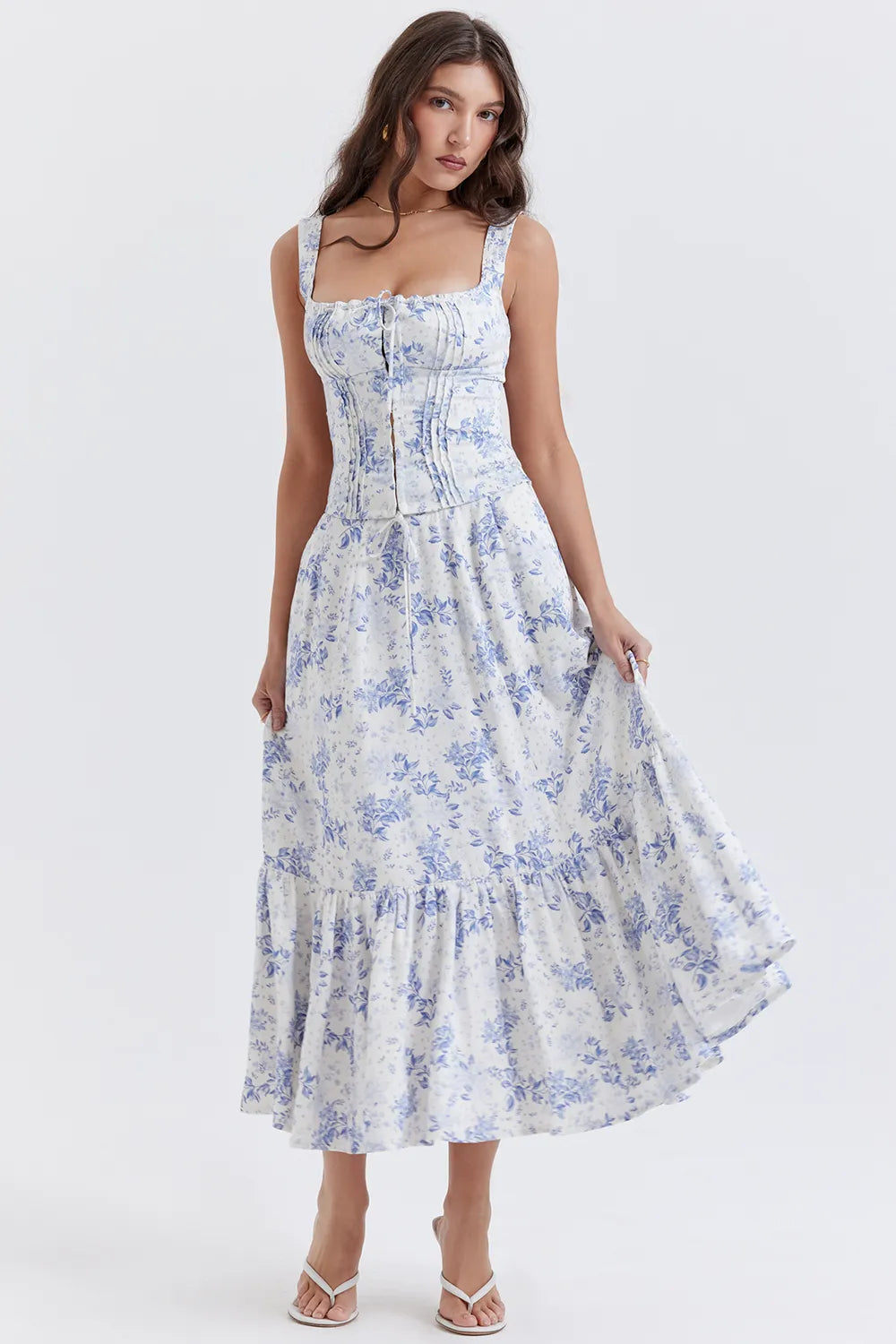 Chicca Blue Floral Print Top