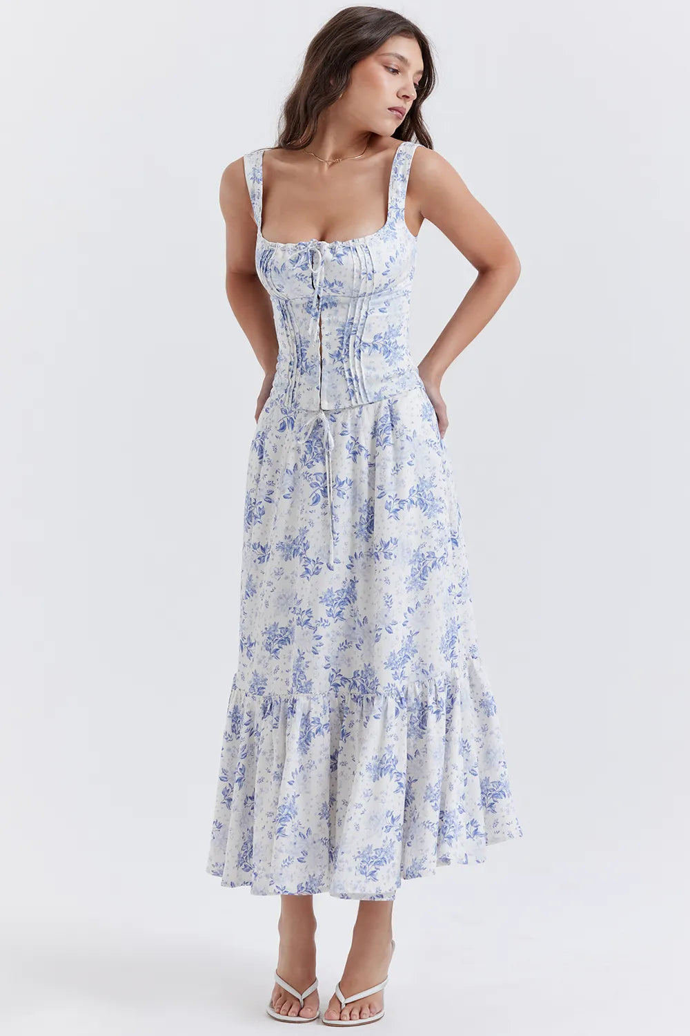 Chicca Blue Floral Print Top