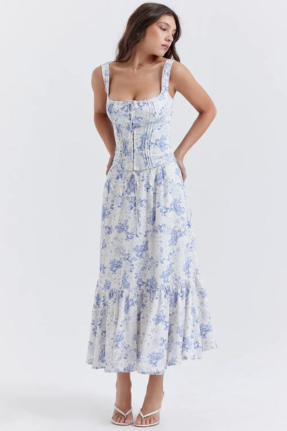 Chicca Blue Floral Print Top