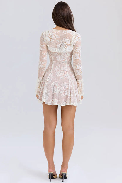 Alice Vintage Cream Lace Mini Dress