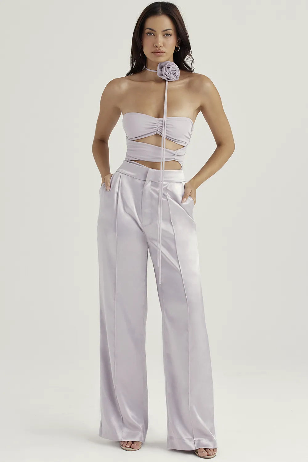 Joie Grey Flower Trimmed Bodysuit