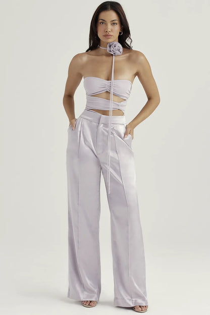 Joie Grey Flower Trimmed Bodysuit