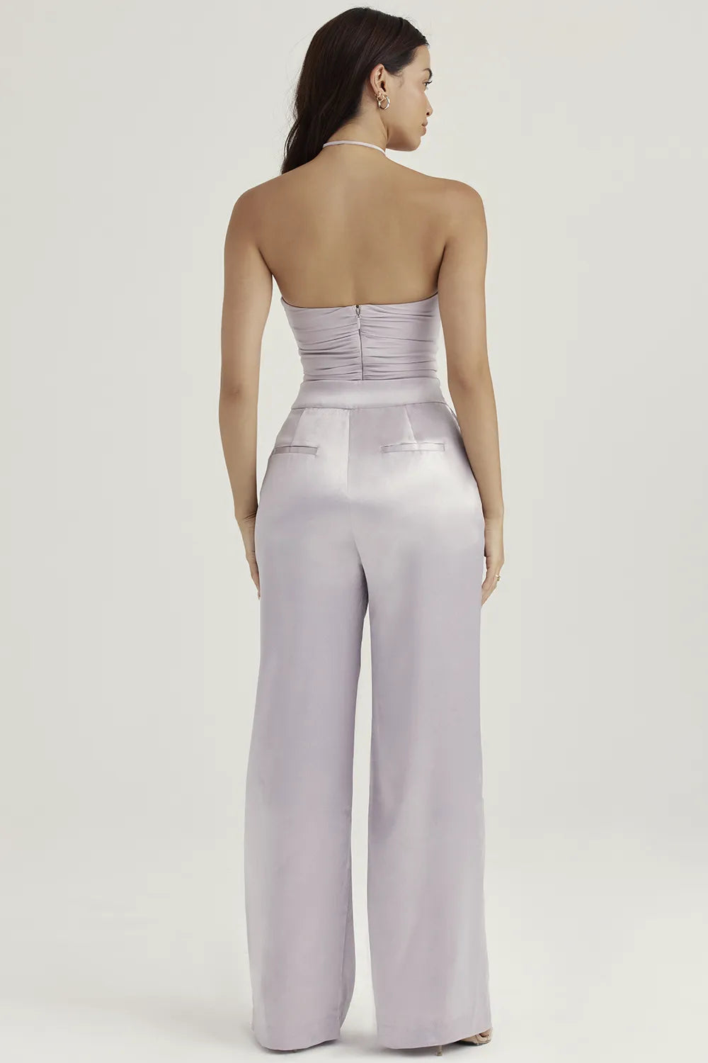 Alivia Grey Satin Trousers