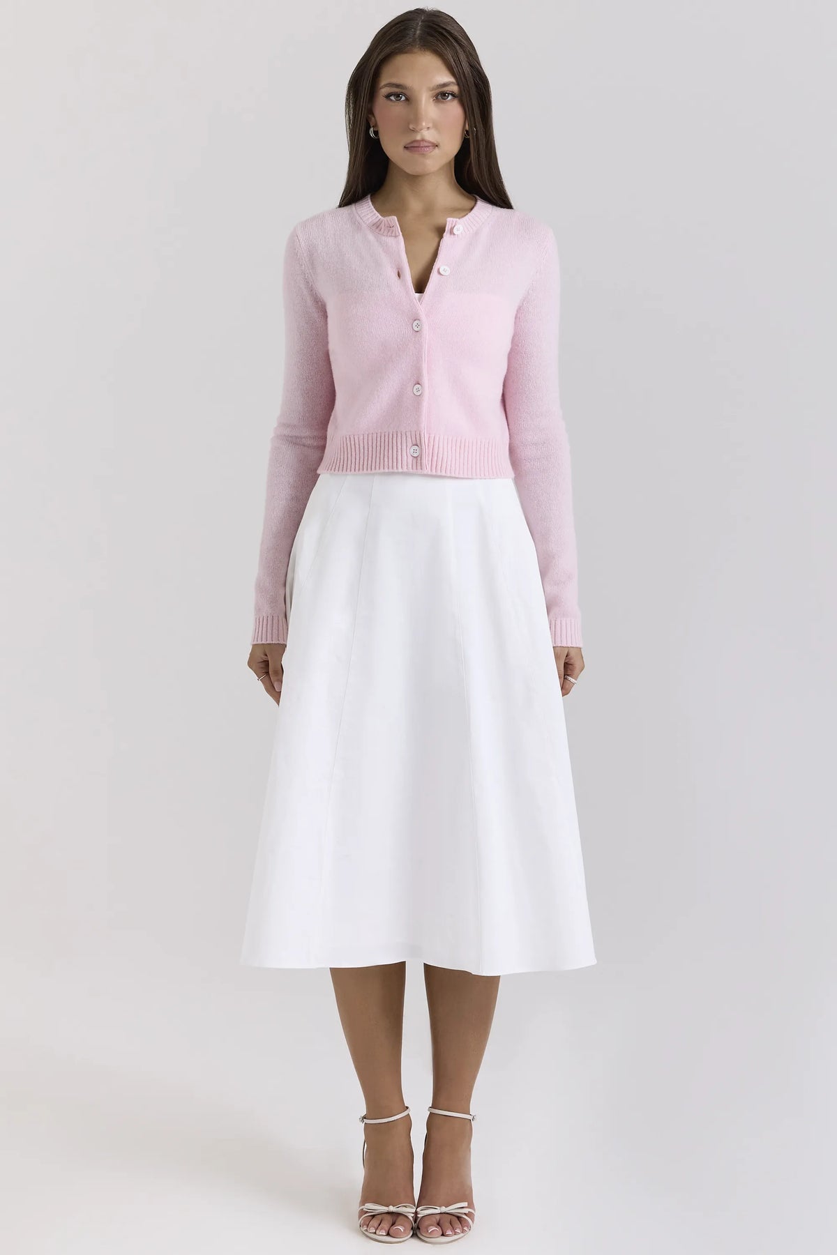 Alliana Pink Cropped Wool Cardigan