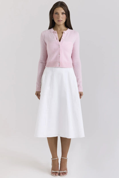 Alliana Pink Cropped Wool Cardigan