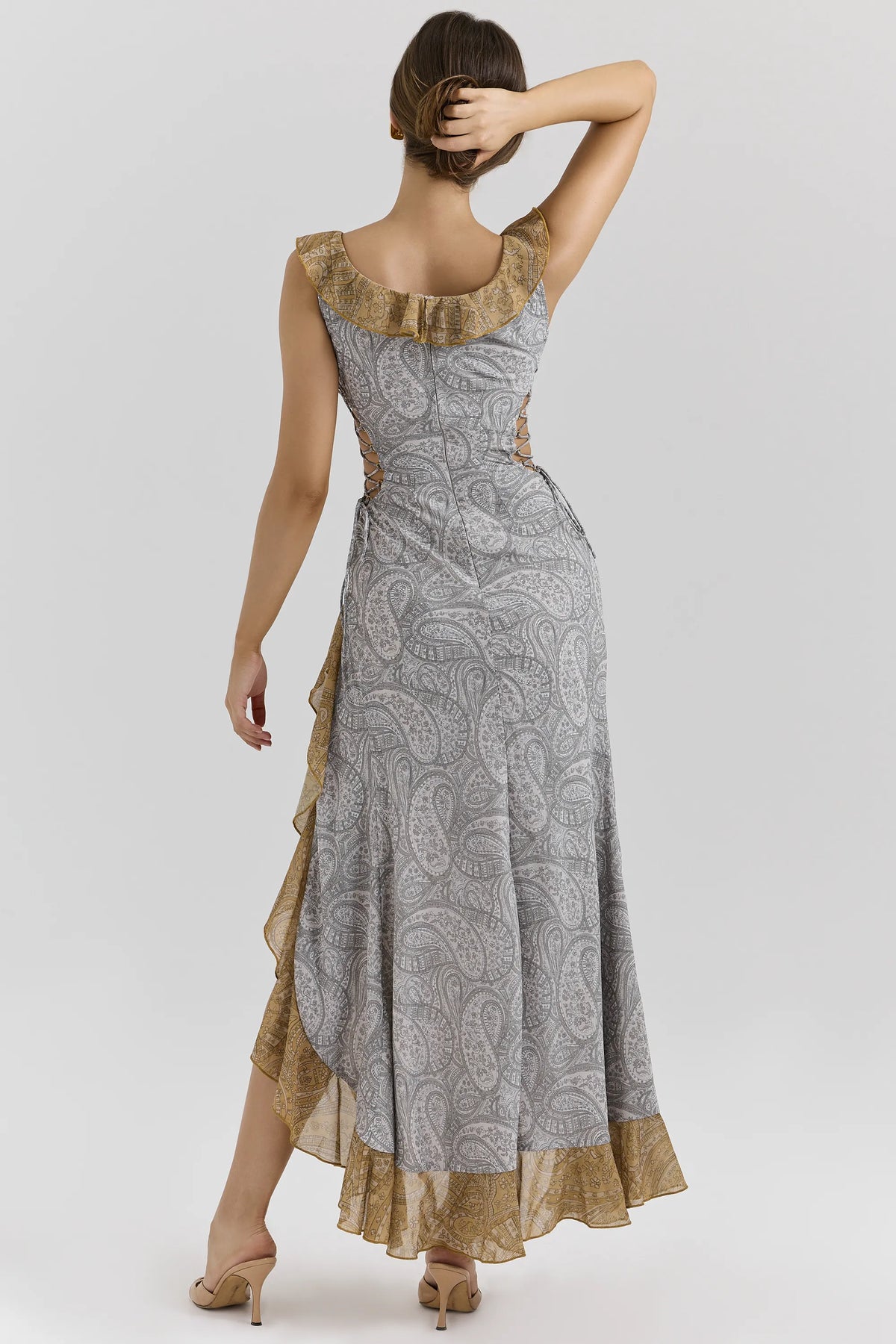 Aloura Paisley Print Georgette Ruffle Maxi Dress