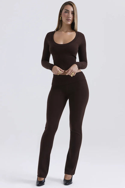 Ama Chocolate Cashmere Blend Trousers