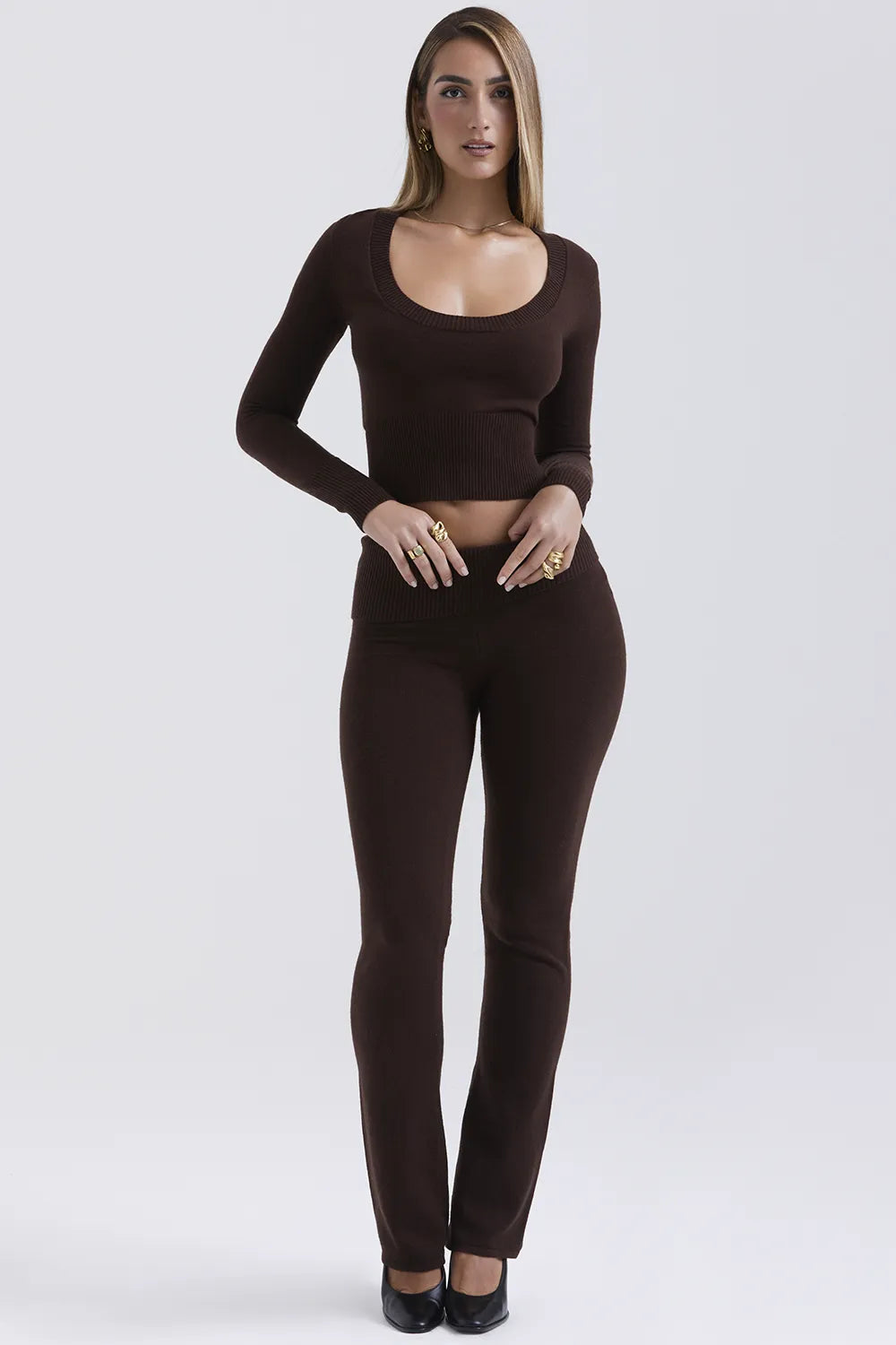 Ama Chocolate Cashmere Blend Trousers