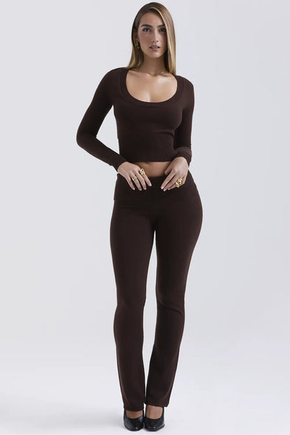Ama Chocolate Cashmere Blend Trousers