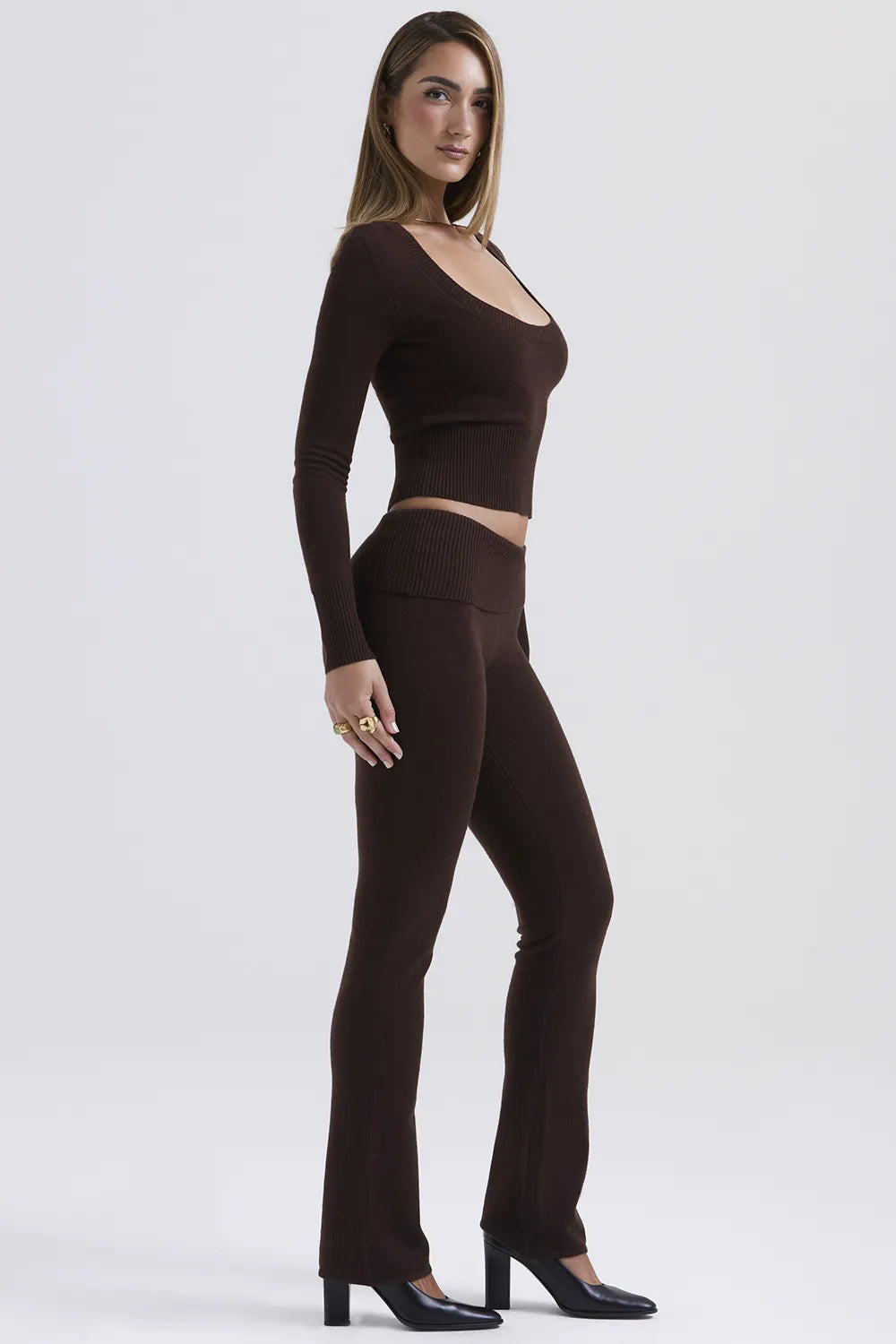 Ama Chocolate Cashmere Blend Trousers
