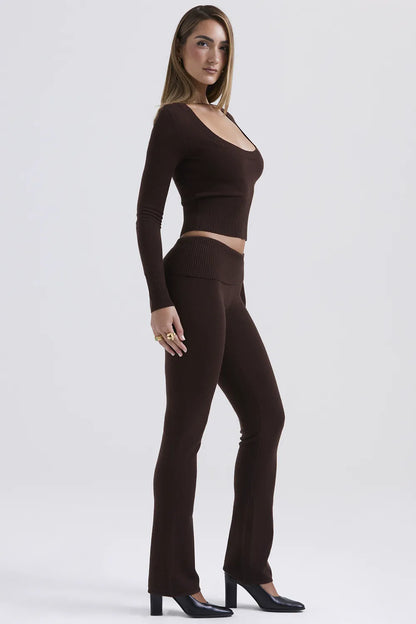 Ama Chocolate Cashmere Blend Trousers