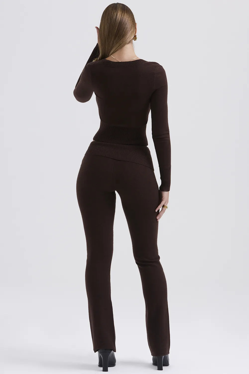 Ama Chocolate Cashmere Blend Trousers