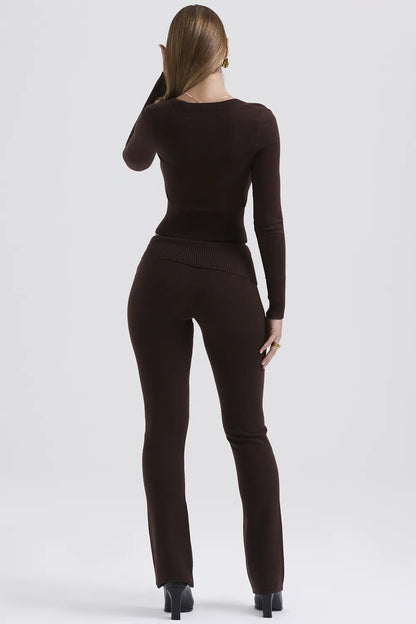 Ama Chocolate Cashmere Blend Trousers