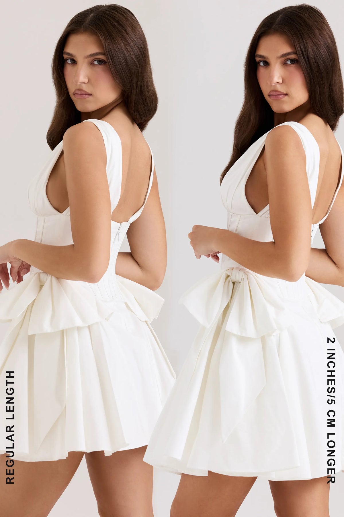 Amalia White Stretch Cotton Bow Mini Dress