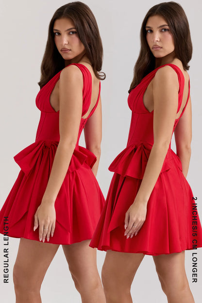 Amalia Red Cotton Bow Mini Dress