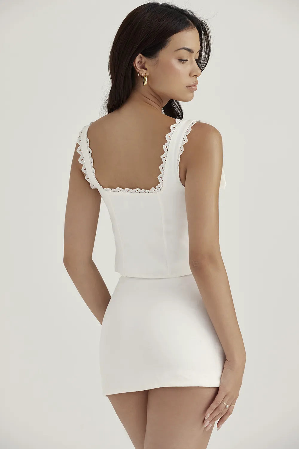 Amber White Lace Trim Top