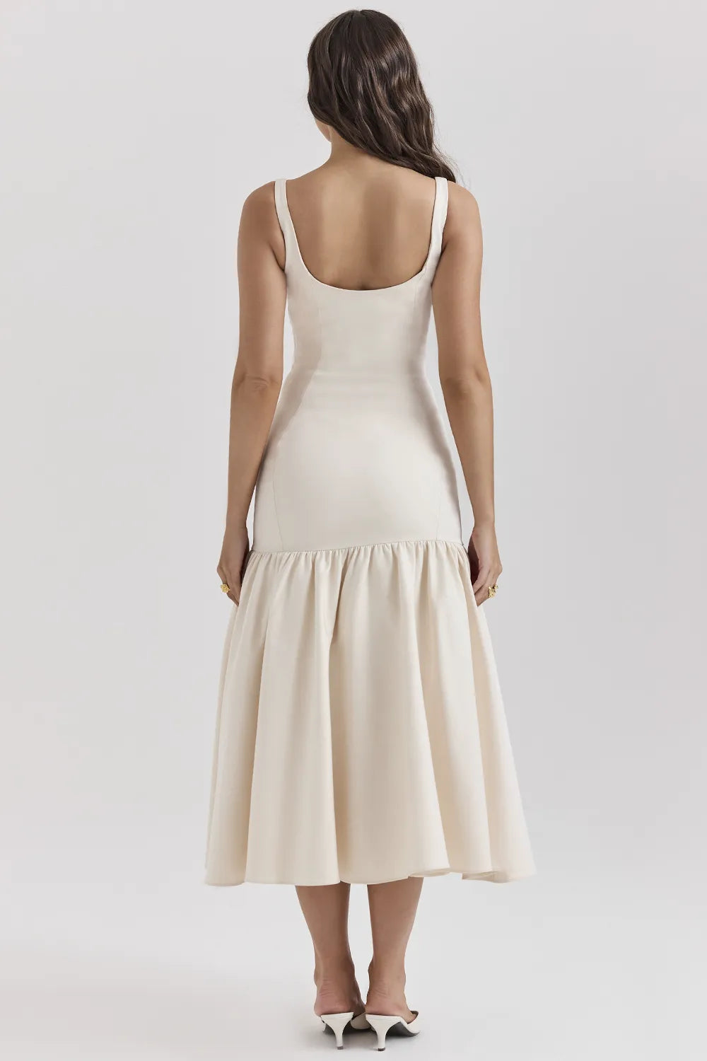 Amore Vintage Cream Dropped Waist Midi Dress