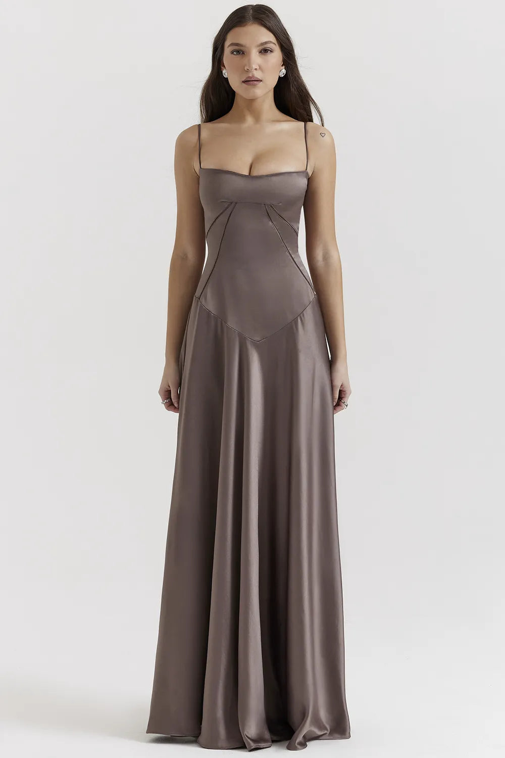 Anabella Smoke Lace Up Maxi Dress