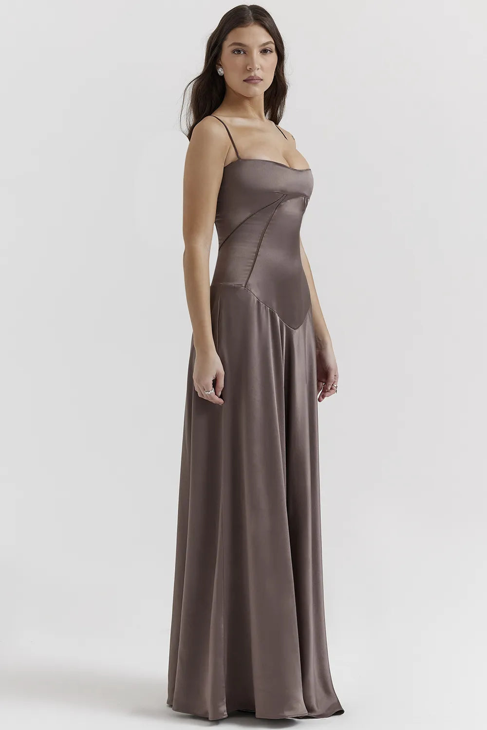 Anabella Smoke Lace Up Maxi Dress