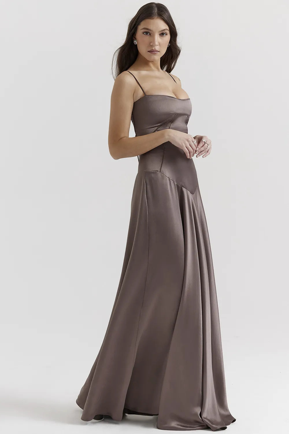 Anabella Smoke Lace Up Maxi Dress
