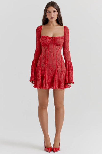 Analissa Scarlet Lace Corset Dress
