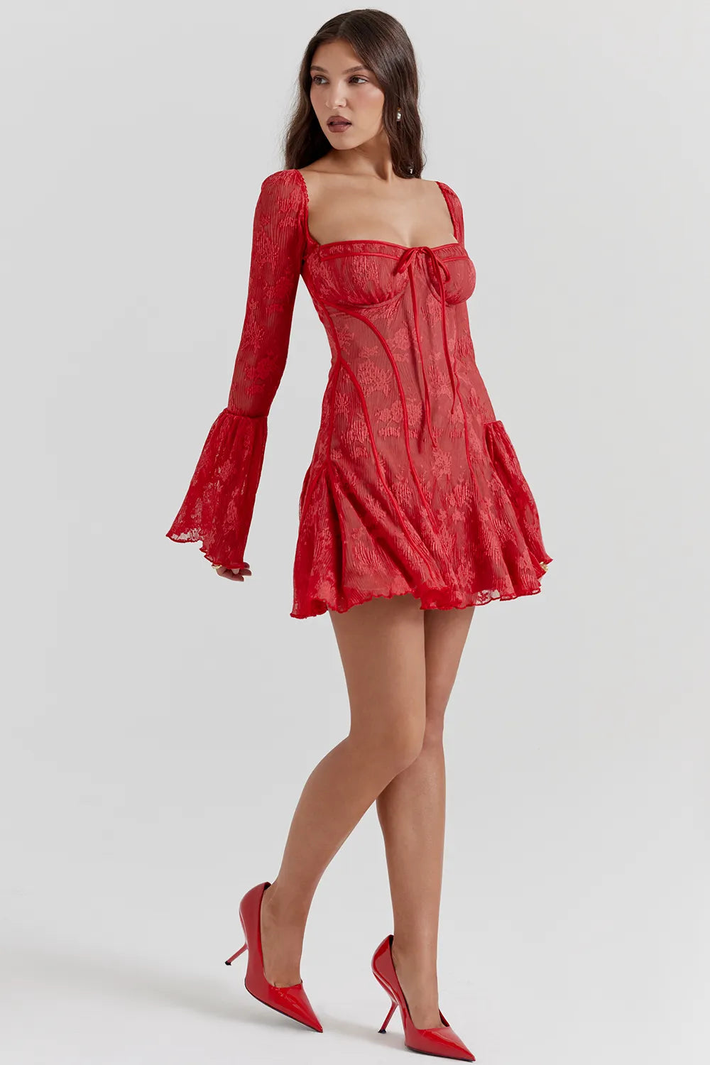 Analissa Scarlet Lace Corset Dress