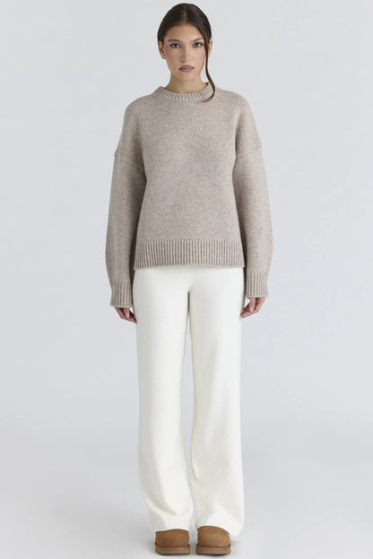Bear Oatmeal Wool Chunky Knit Sweater