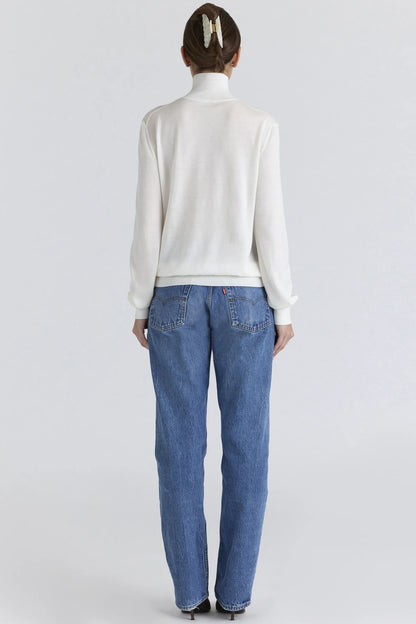 Angel Ivory Silk + Wool Roll Neck Sweater