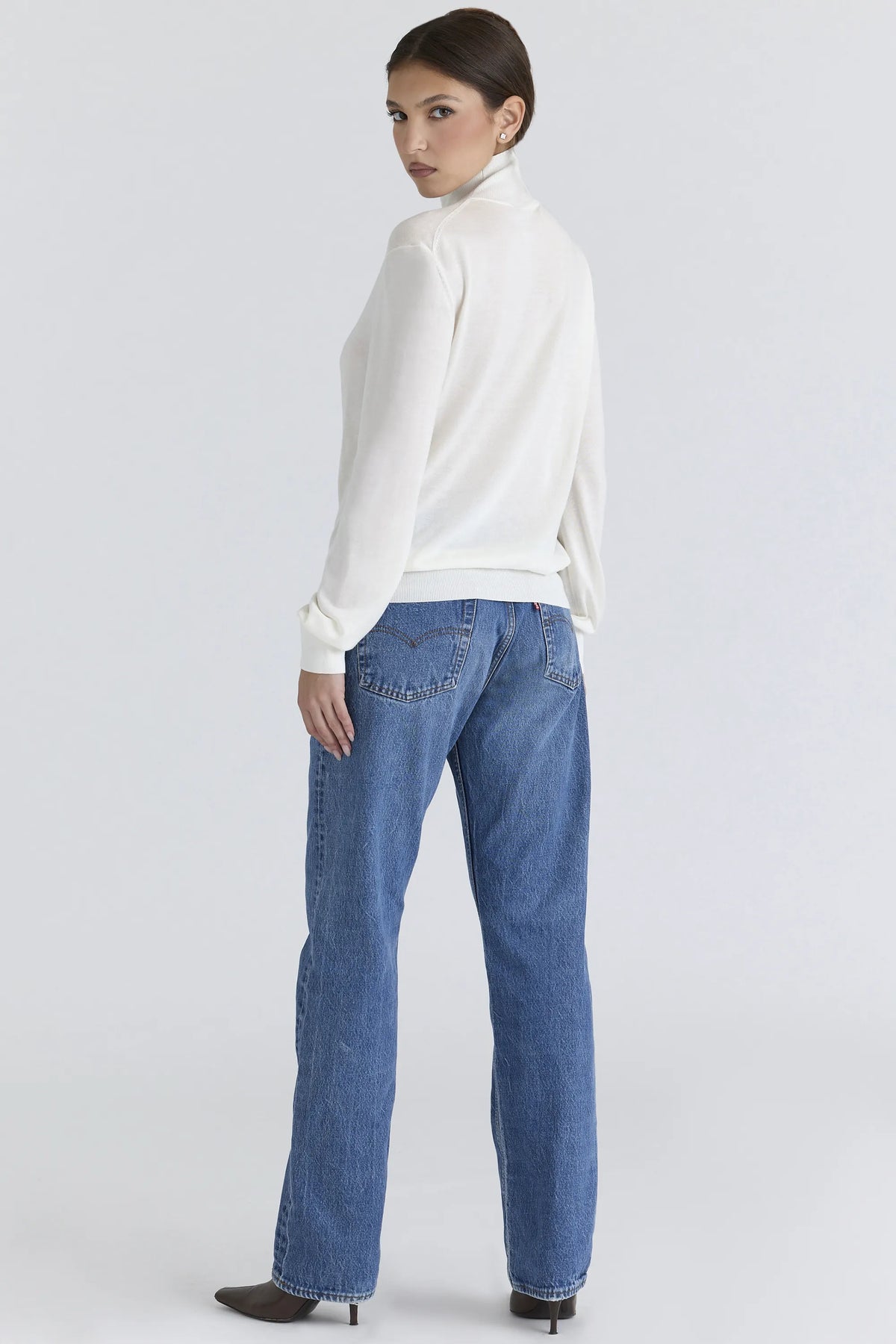 Angel Ivory Silk + Wool Roll Neck Sweater