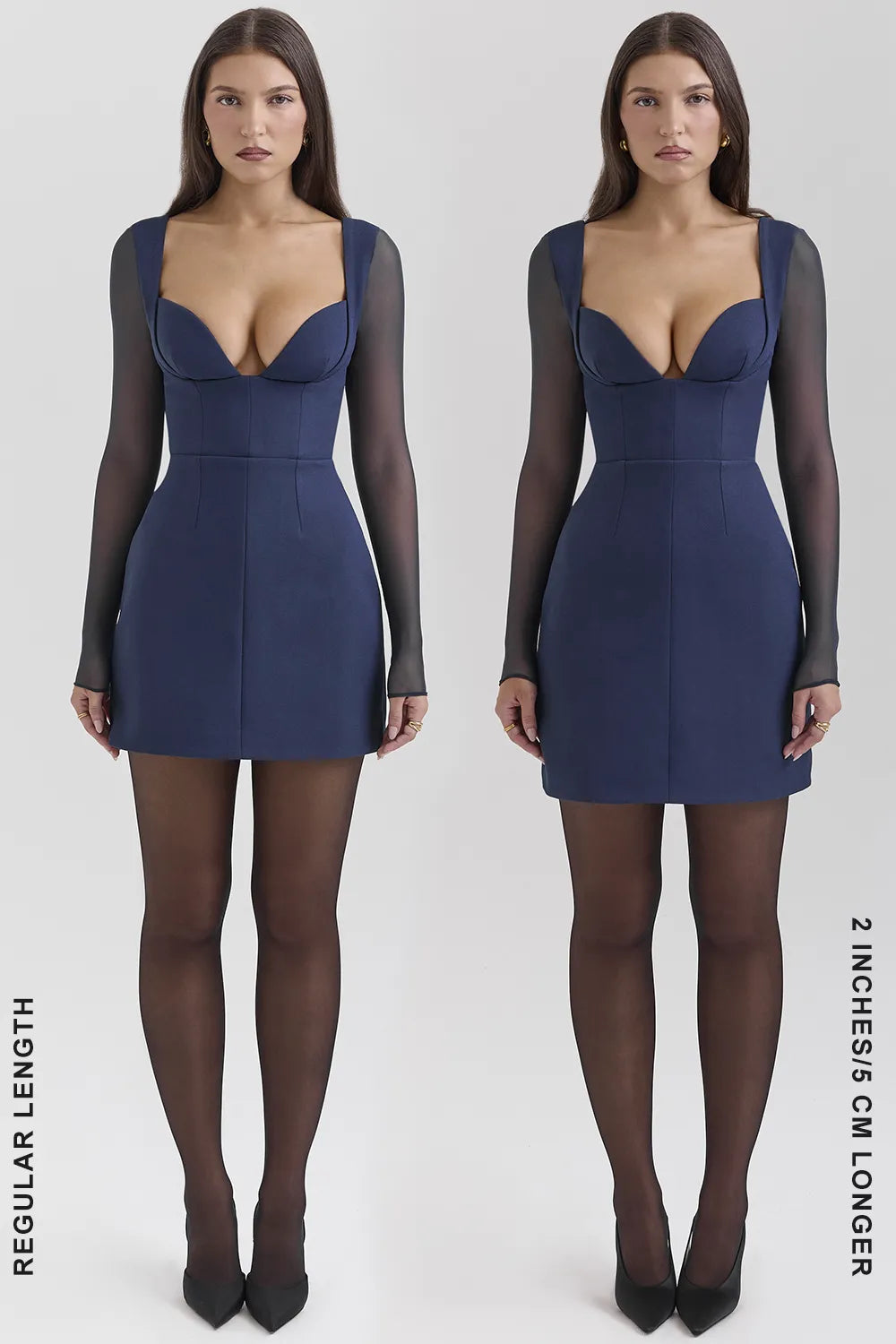 Angelie Midnight Stretch Crepe Plunge Mini Dress