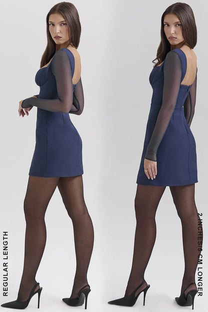Angelie Midnight Stretch Crepe Plunge Mini Dress