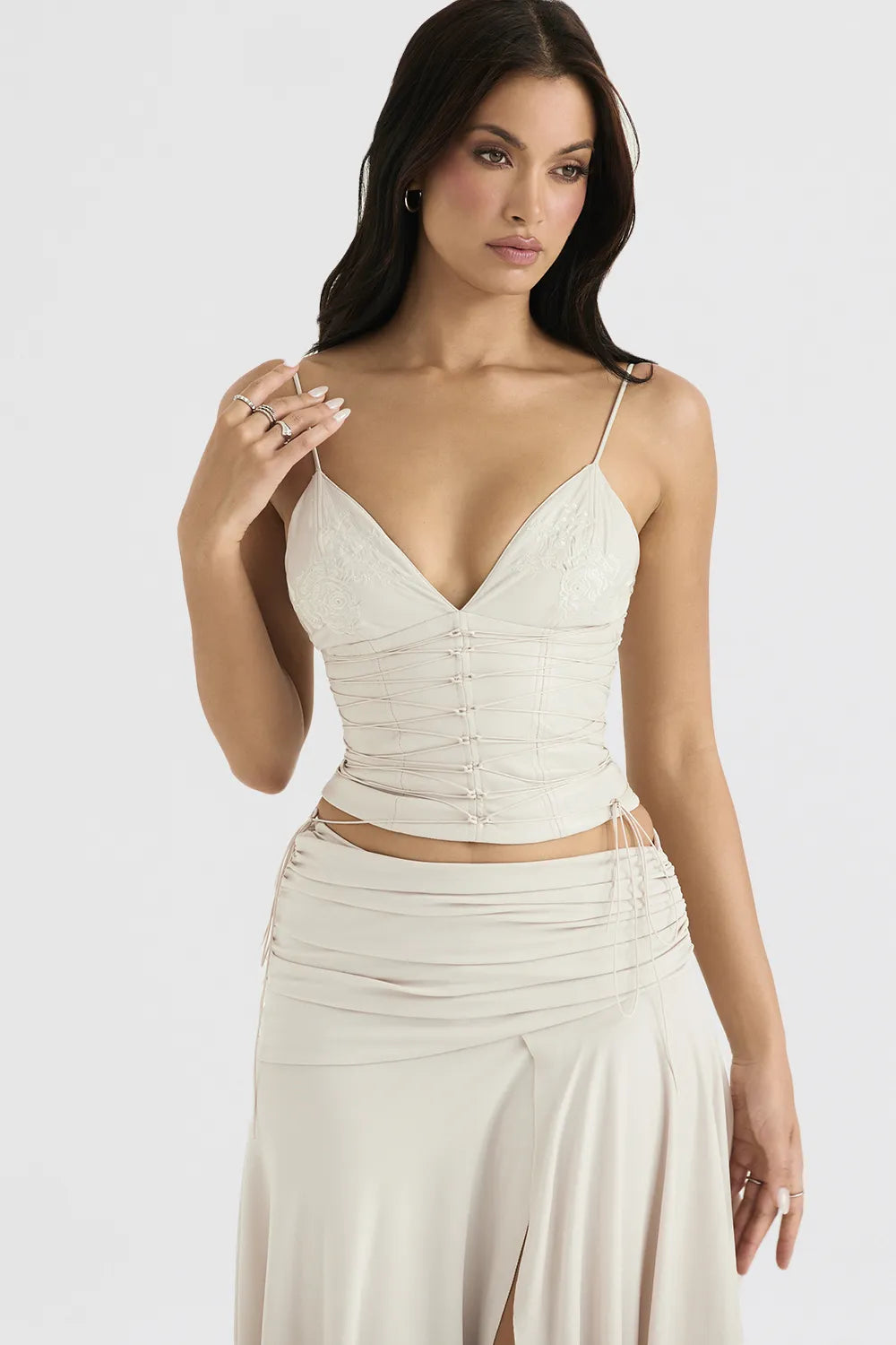 Antonella Off White Vegan Leather Corset