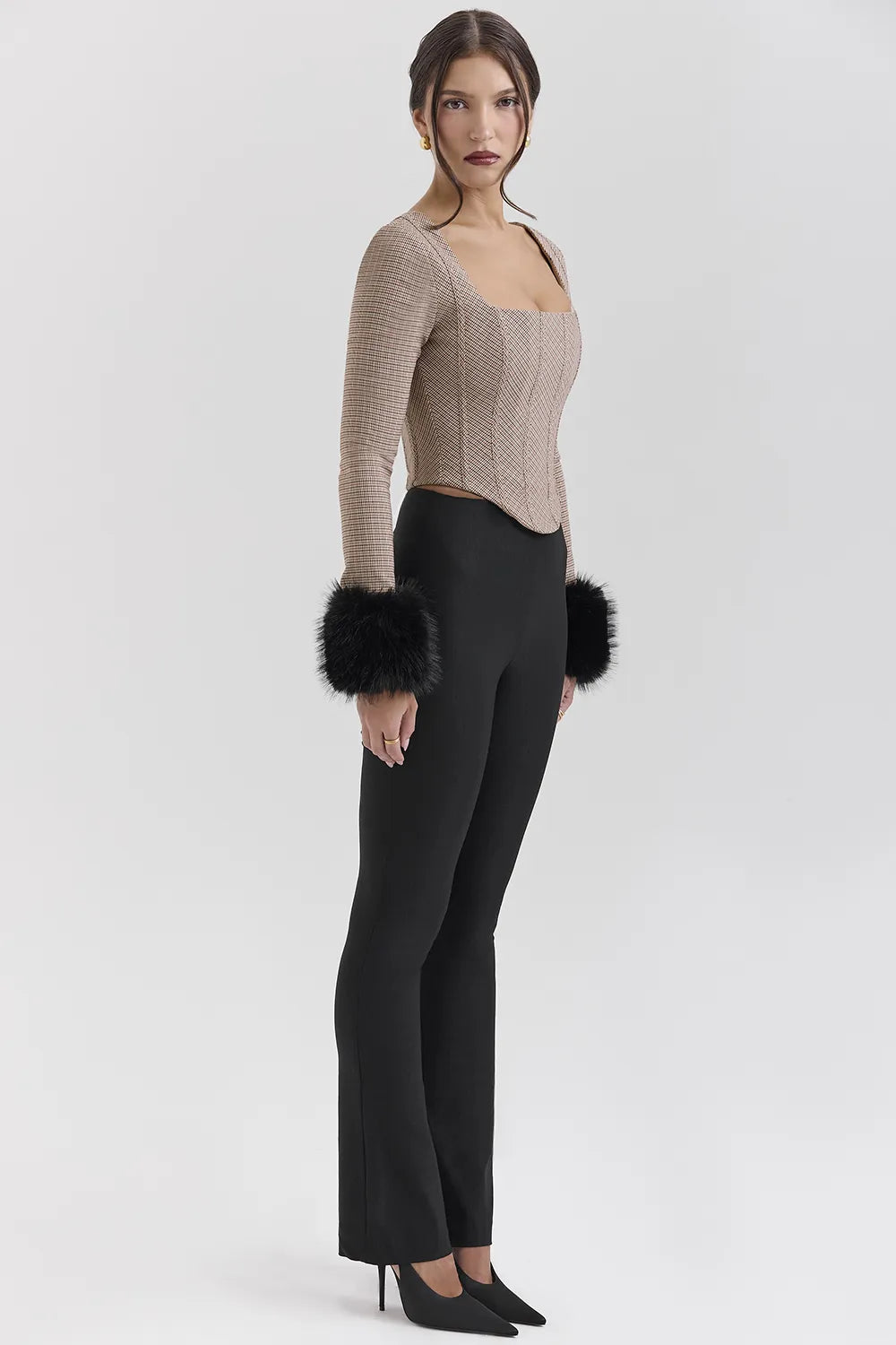Antonia Brown Puppytooth Corset Top