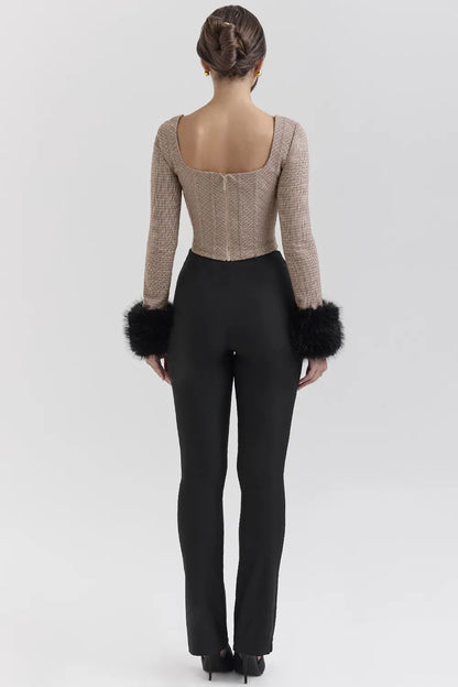 Antonia Brown Puppytooth Corset Top