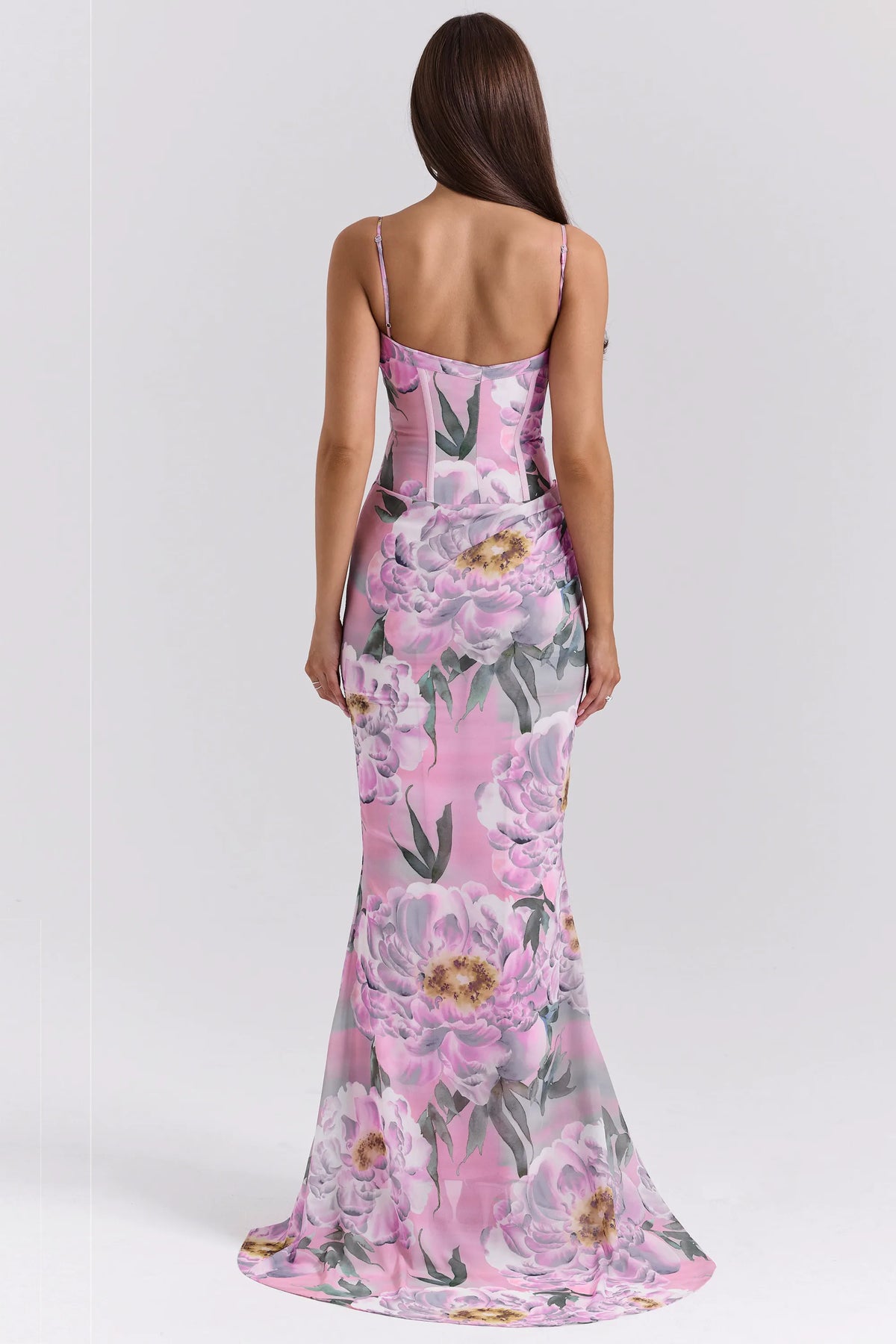 Antonina Pink Floral Corset Maxi Dress