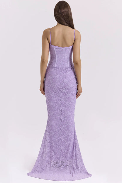 Antonina Orchid Lace Corset Maxi Dress