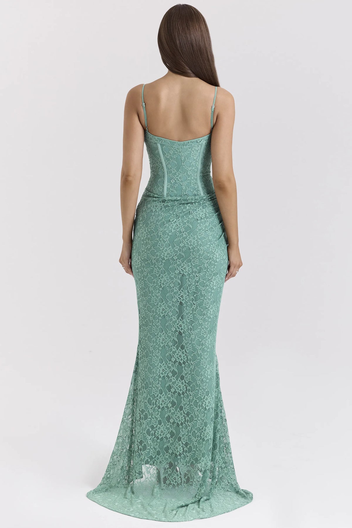 Antonina Jade Lace Corset Maxi Dress