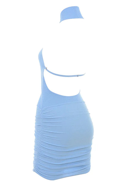 Anura Soft Blue Knit Halter Dress