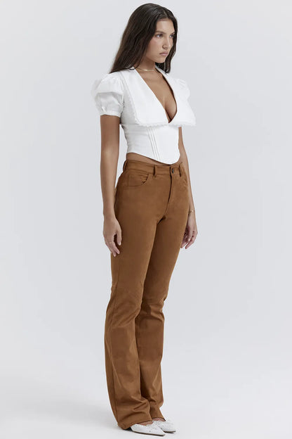 Apollo Tan Vegan Suede Trousers