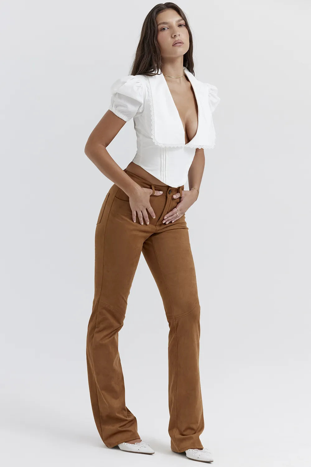 Apollo Tan Vegan Suede Trousers