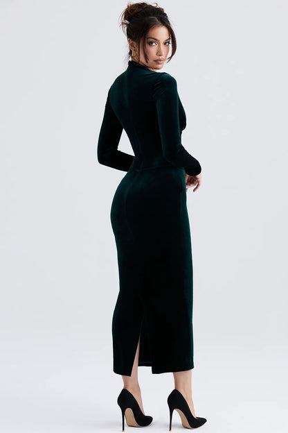 Arabella Forest Velvet Corset Dress