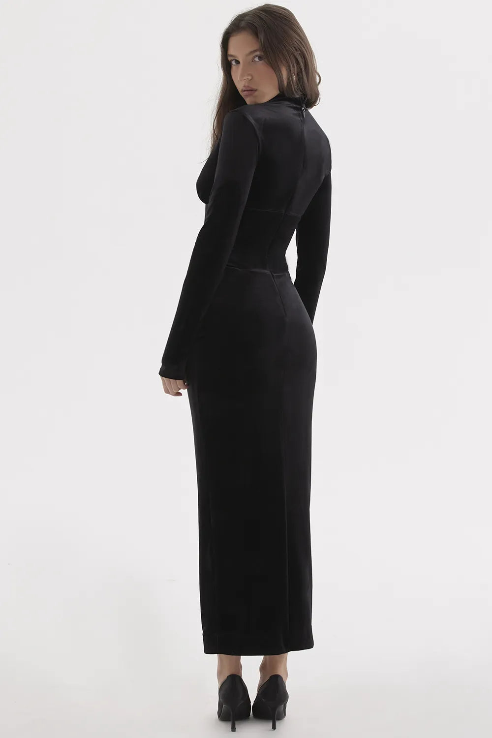 Arabella Black Velvet Corset Dress