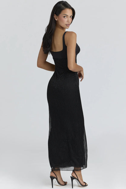 Ari Black Hand Beaded Embellished Maxi Dress - Limited Edition