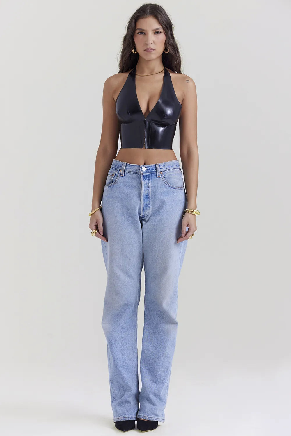 Ariadne Black Latex Halter Top