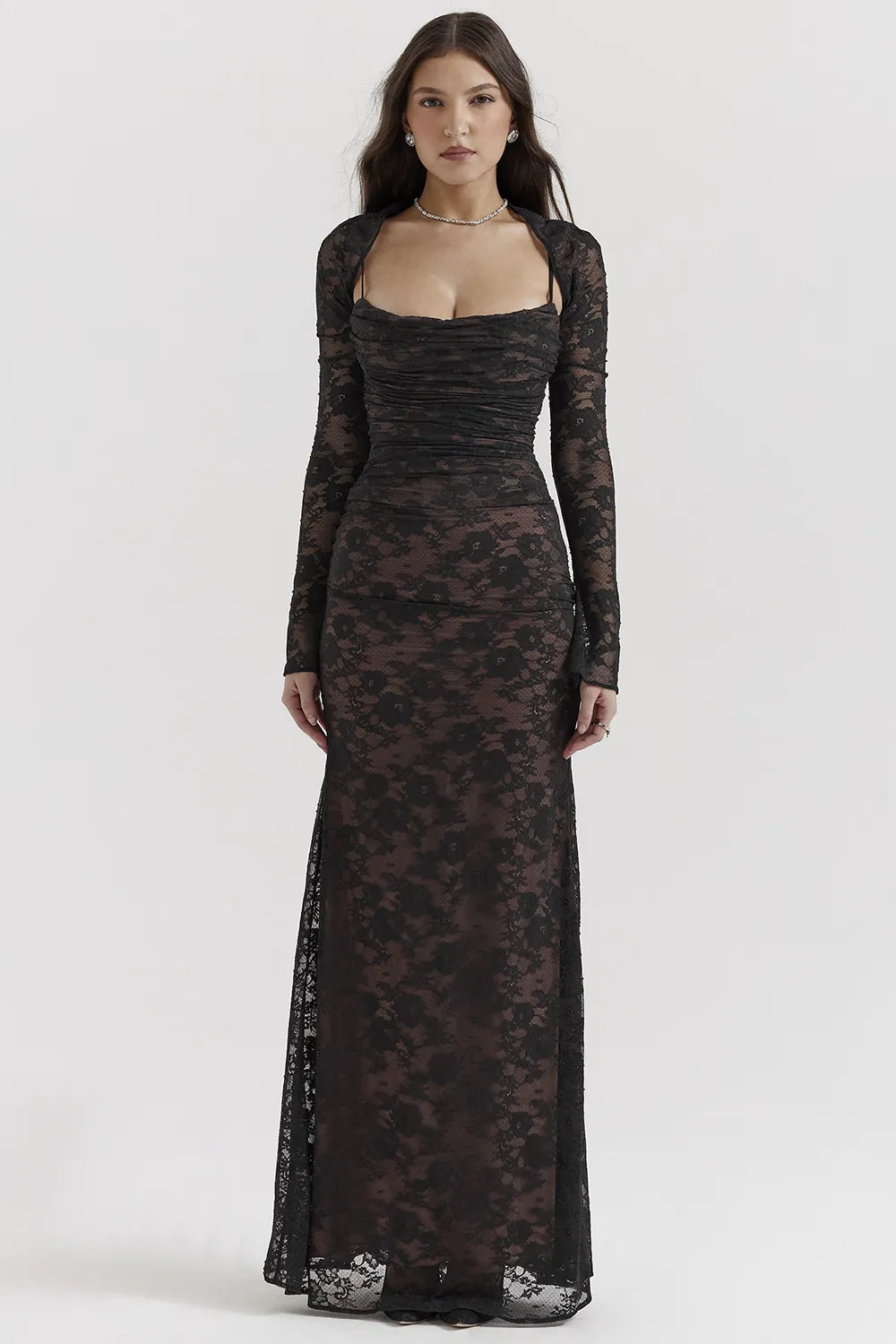 Artemis Black Lace Maxi Dress