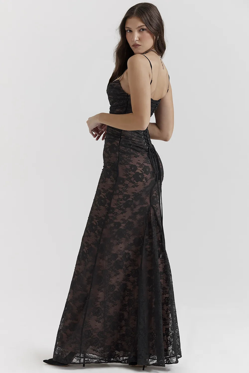 Artemis Black Lace Maxi Dress