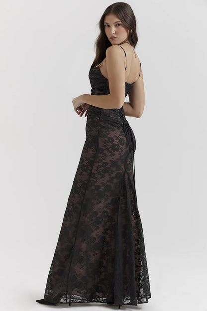 Artemis Black Lace Maxi Dress