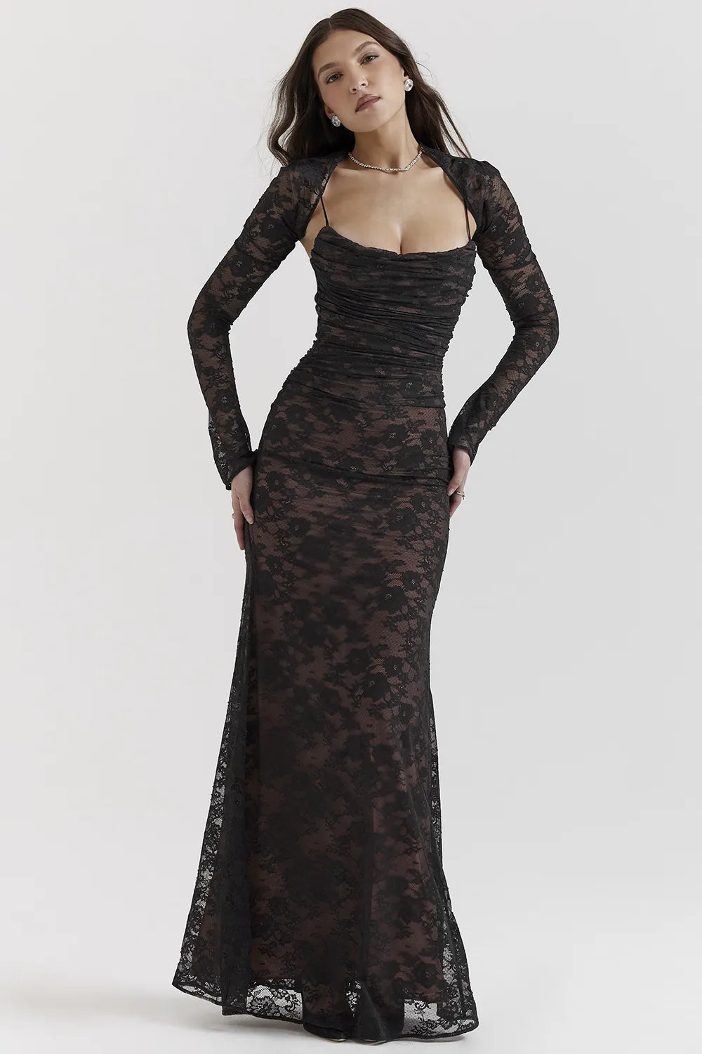 Artemis Black Lace Maxi Dress