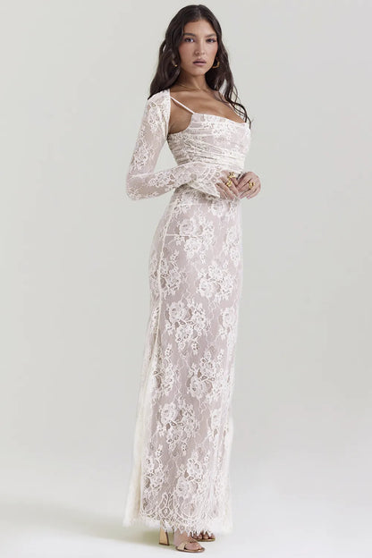 Artemis Vintage Cream Lace Maxi Dress