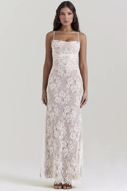 Artemis Vintage Cream Lace Maxi Dress